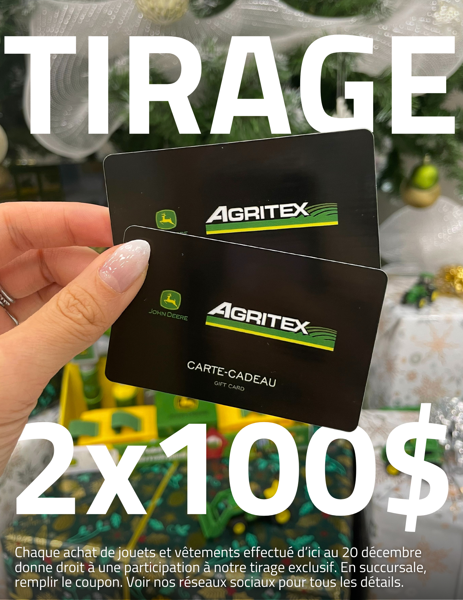 Tirage de deux cartes cadeaux Agritex