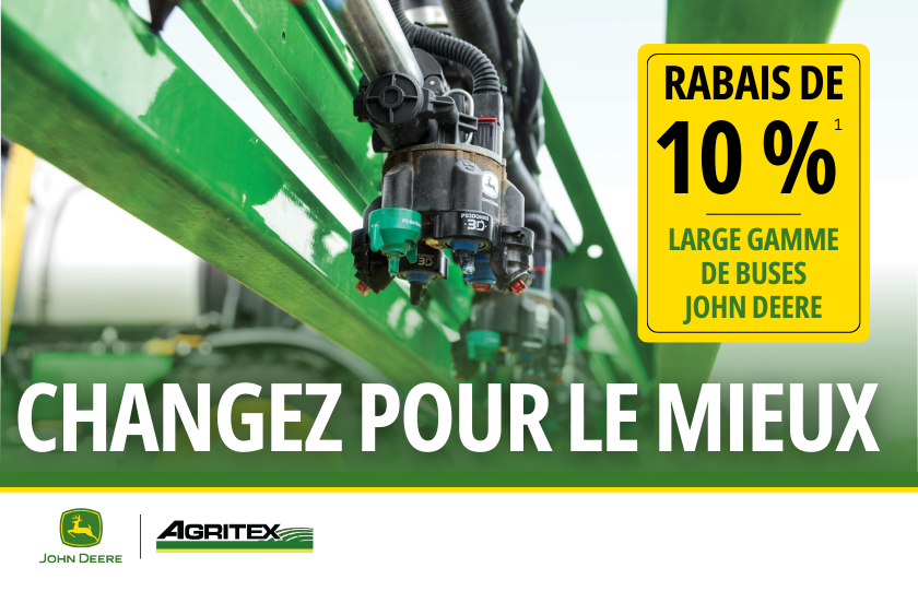 Rabais de 10% sur une large gamme de buses John Deere 